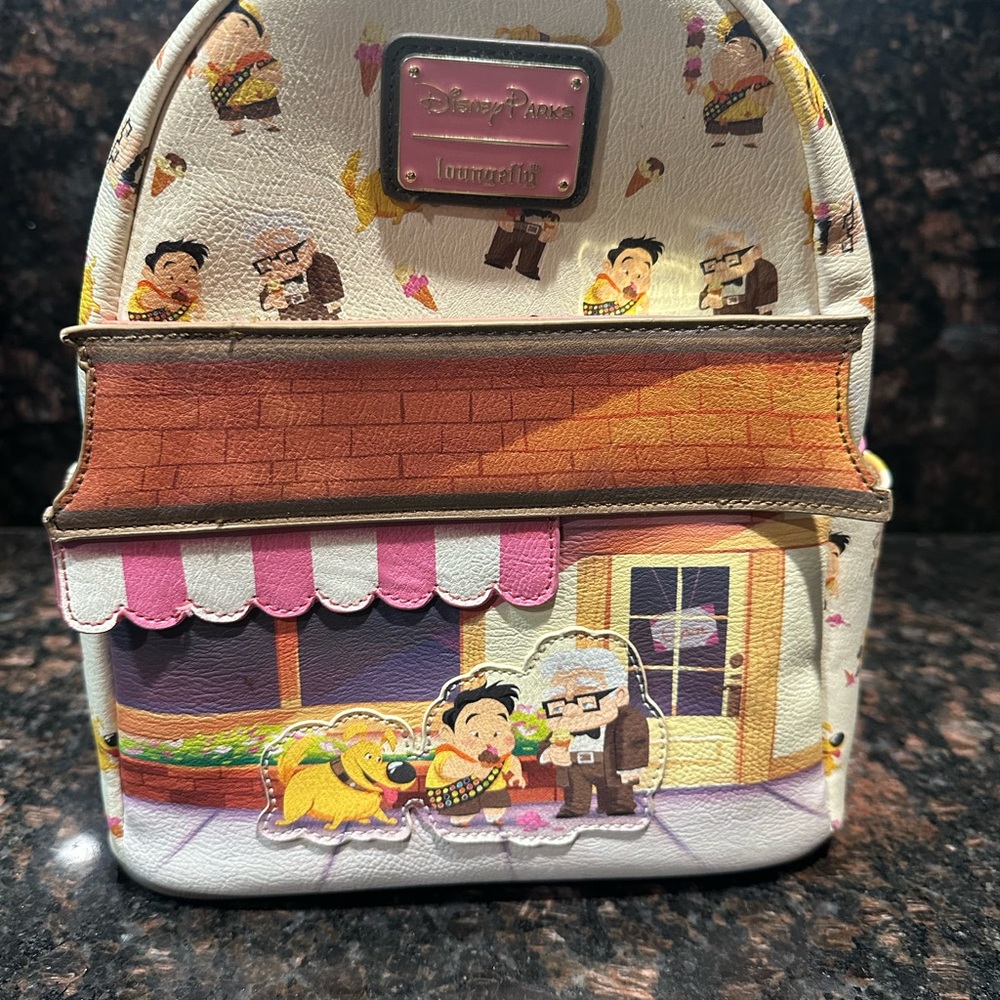 2023 Disney Parks Pixar UP Loungefly Mini Backpack Ice Cream Parlor